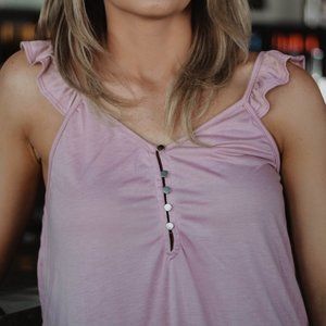 Flutter Strap Button Down Tank - Pink